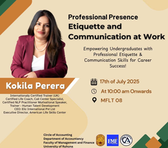 Workshop on Professional Presence, Etiquette and Communication at Work